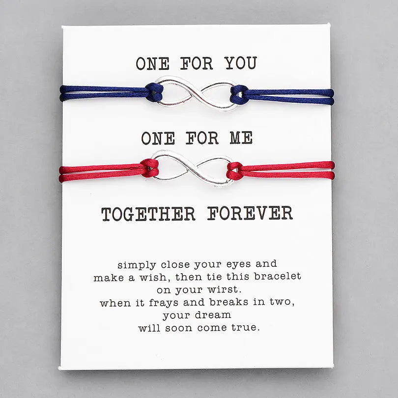 Pipitree 2pcs/Set Together Forever Love Infinity Bracelet for Lovers Red String Couple Bracelets Women Men's Wish Jewelry