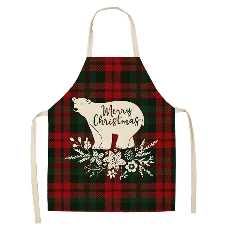 Linen Merry Christmas Apron Christmas Decorations for Home Kitchen Accessories Natal Navidad 2023 New Year Christmas