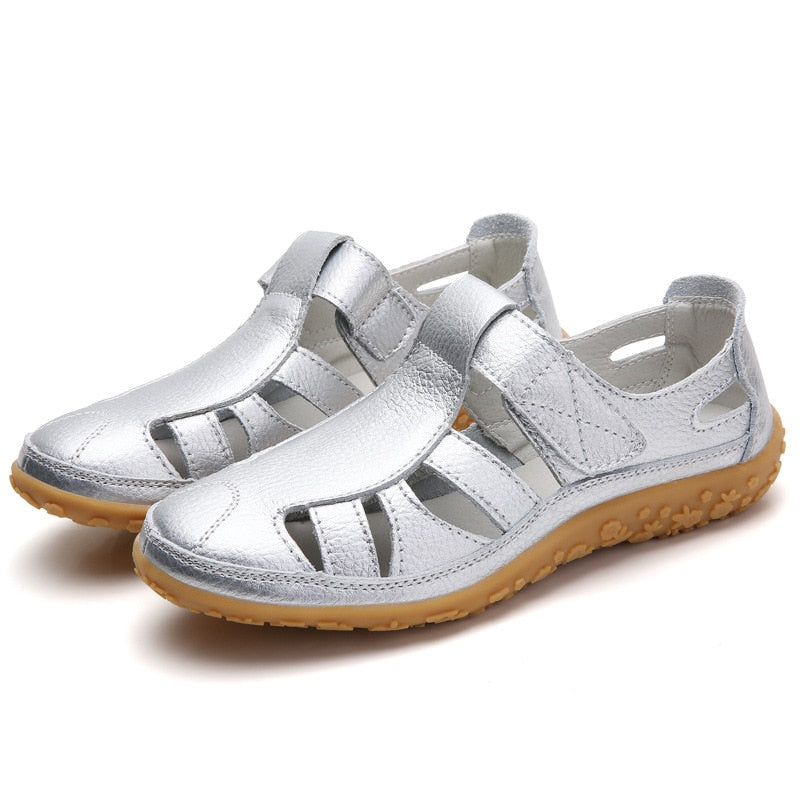 Split Leather Flat Sandals Women Fashion Summer Shoes Anti-Slip Soft Sole Ladies Gladiator Sandal Breathable Sandalias SH031502