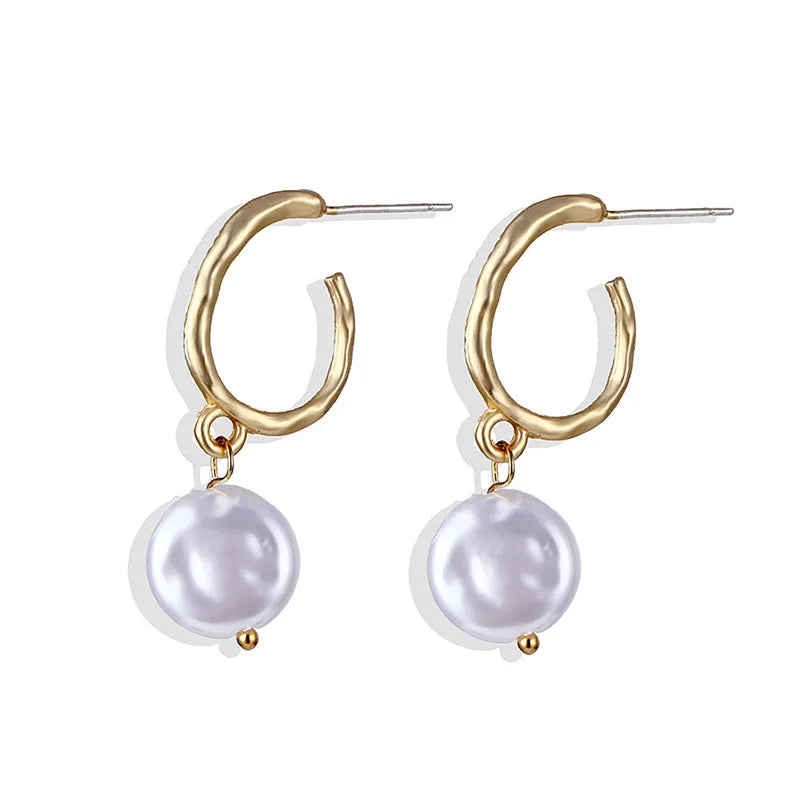 FNIO Big Simulated Pearl Earrings 2019 for Women Lover Geometric Round Heart Drop Dangle Earring Korean Statement Jewelry