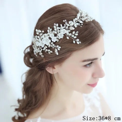 Rhinestone Crystal Headbands Wedding Hair Accessories Bridal Pearl Headband Pearl Hair Band Handmade Bridal Head Jewelry