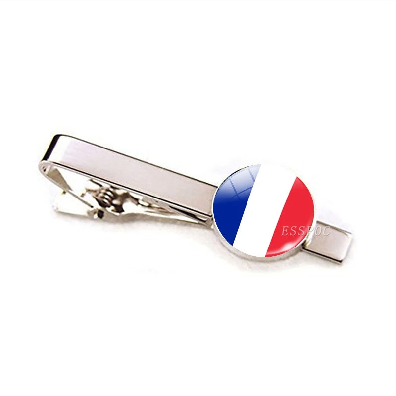 30 Countries National Flag Tie Clips Men Metal Necktie USA Flag Clip Pins Button Wedding Suit Accessories