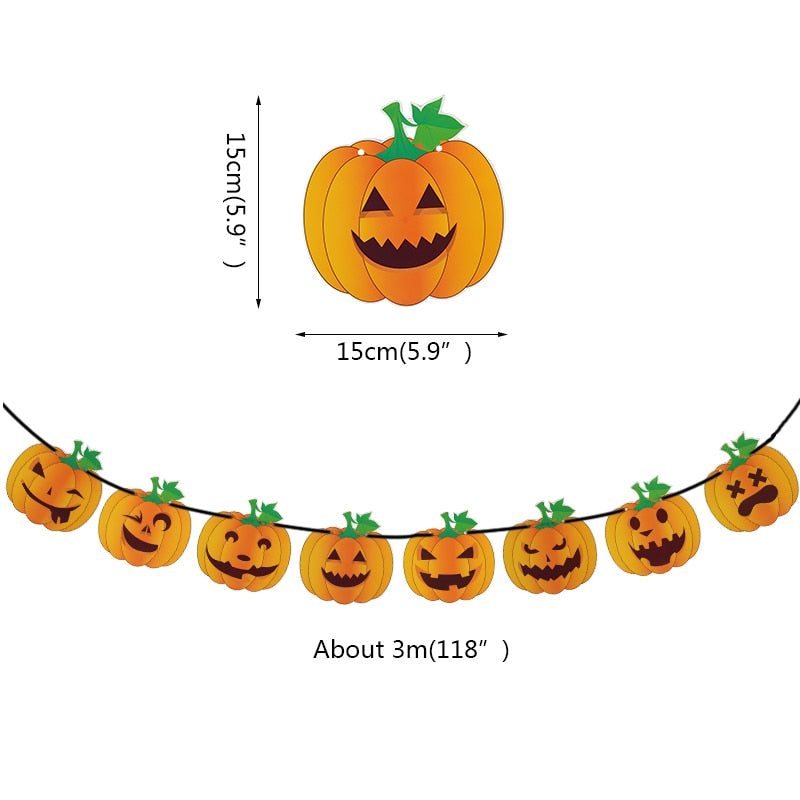 2023 Year Happy Halloween Banner Garland for Halloween Home Hanging Ornament Decorations Kids Child Favors Creative