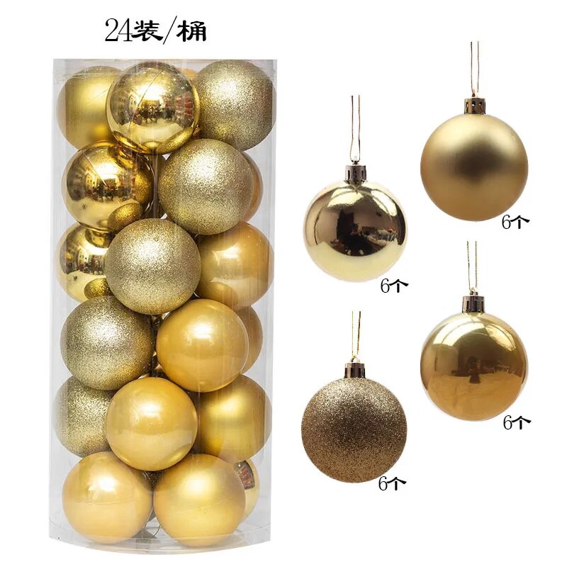 24/36pcs Christmas Balls Christmas Tree Ornament Hanging Pendent Xmas Decoration 2023 Christmas Ornaments Navidad 2024