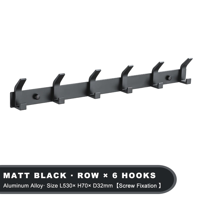 Modern Hanging Hooks for Wall Aluminium Black Towel Holder Bathroom Door Clothe