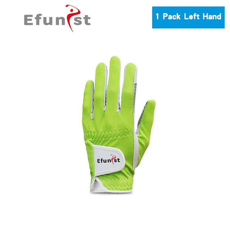 Pack 1 Pcs/Pair Efunist Golf Glove Men Left Hand Breathable Green 3D Performance Mesh Non-Slip Micro Fiber Golf Gloves Mens Man