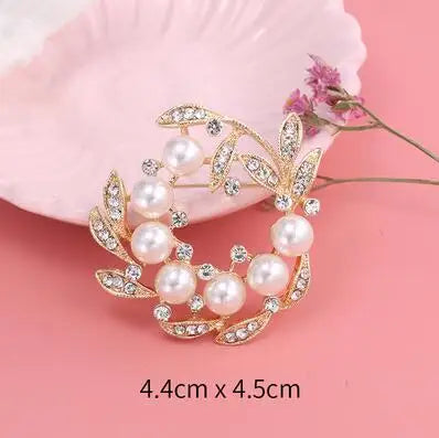 Factory Directly Crystal Diamante and Imitation Pearls Flower Jewelry Brooch Pins DIY Wedding Bouquets Брошь Декор