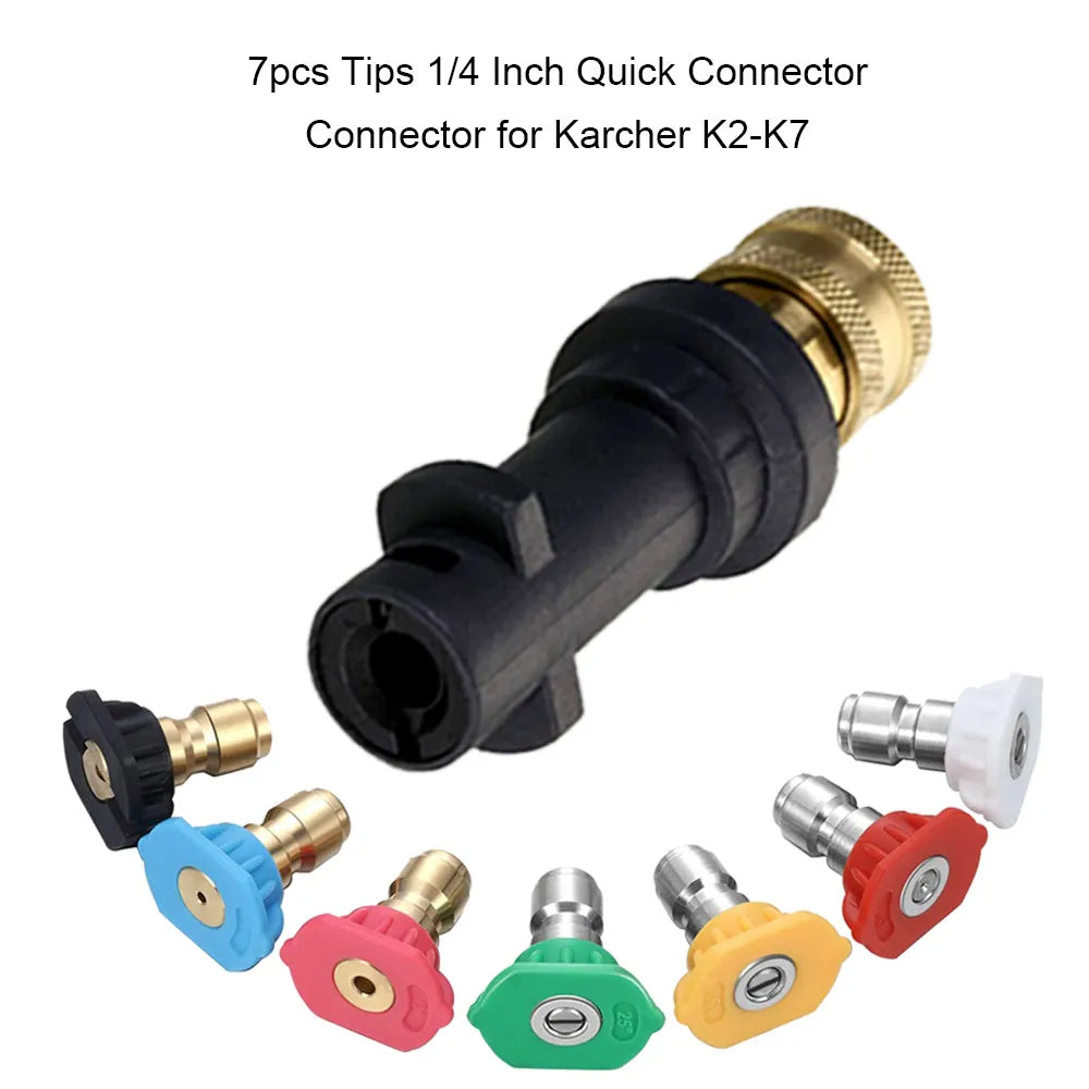 Pressure Washer Gun Adapter for Karcher K Series to 1/4'' Inch Quick Connect Fitting With Power Washer Spray Nozzle Tips