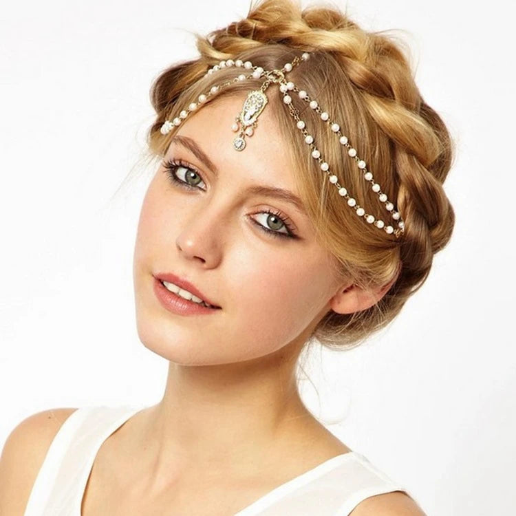 Boho Draping Crystal Bride Hair Accesories New Fashion Elegant Head Chain Hair Jewelry Wedding Hairstyles Headpiece