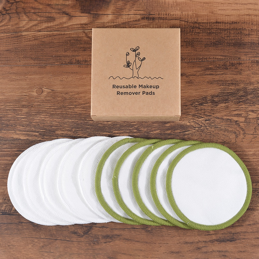 Cotton Demaquillant 10Pcs Bamboo Makeup Remover Reusable Cotton Pads Washable Rounds Clean Facial Cotton Reusable Makeup Tools