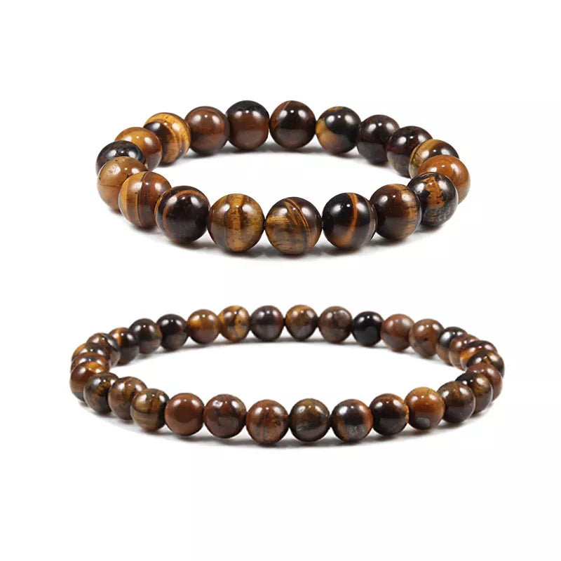 10mm Tiger Eye Natural Stone Beads Bracelet 3 Size Buddha Lava Round Beads Elasticity Rope Bracelets for Men Yoga Handmade Jewel