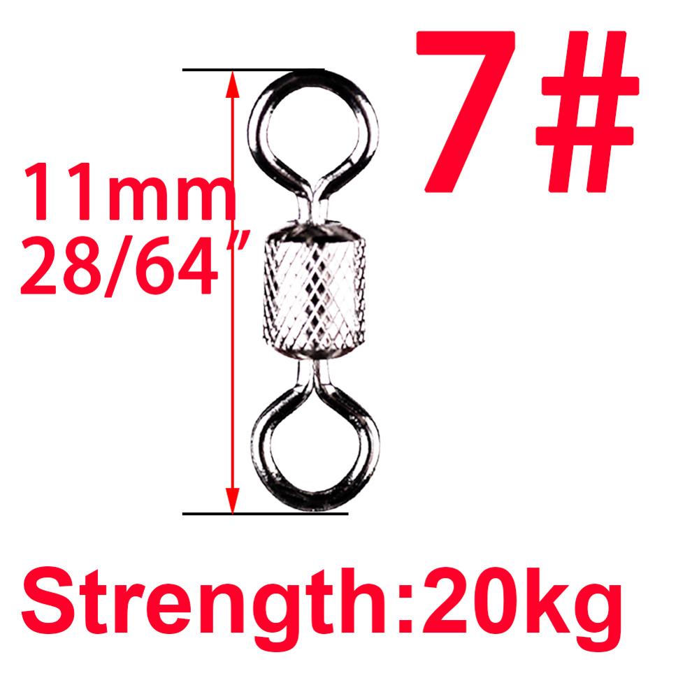 50pcs/Box Stainless Steel Fishing Connector Barrel Swivel Rolling Ball Sinker Tool Tackle Goods for Fly Fishing Hook Lure