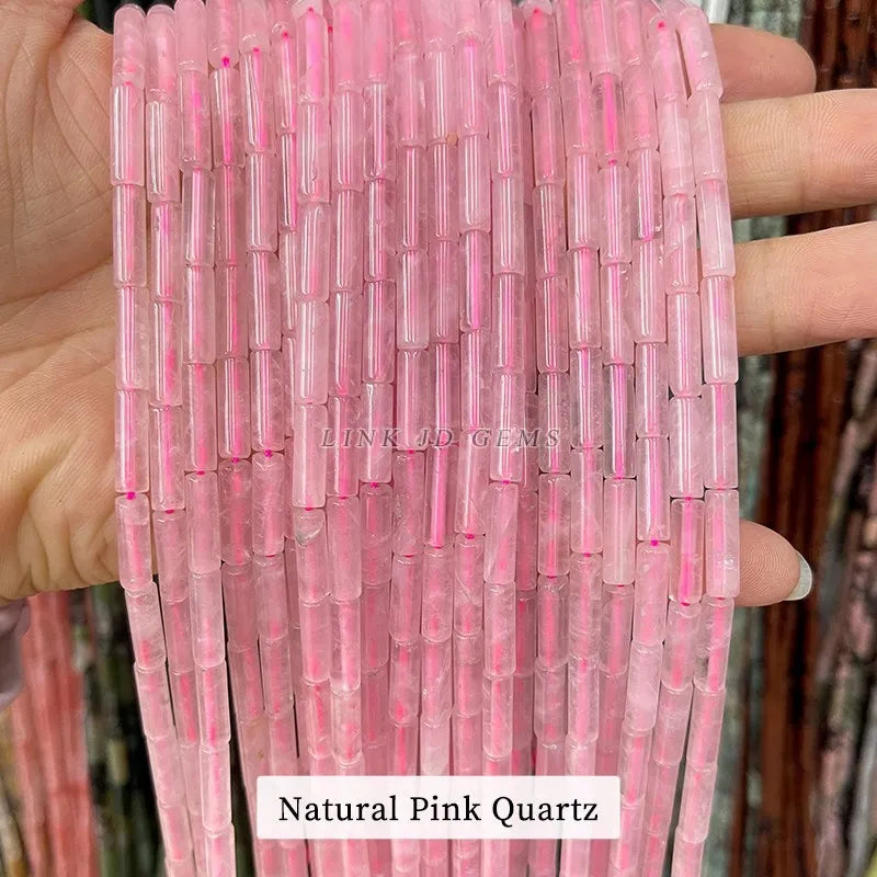 4*13mm Natural Stone Agate Jasper Turquoise Tube Shaped Beads Loose Cylindrical Bead for Jewelry Making DIY Bracelet Accessory