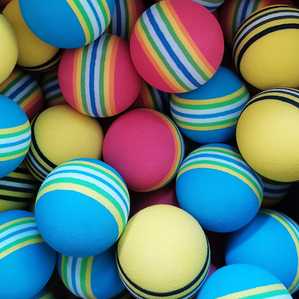 50pcs/Bag EVA Foam Golf Balls Hot New Yellow Red Blue Rainbow Sponge Indoor Golf Practice Ball Training Aid