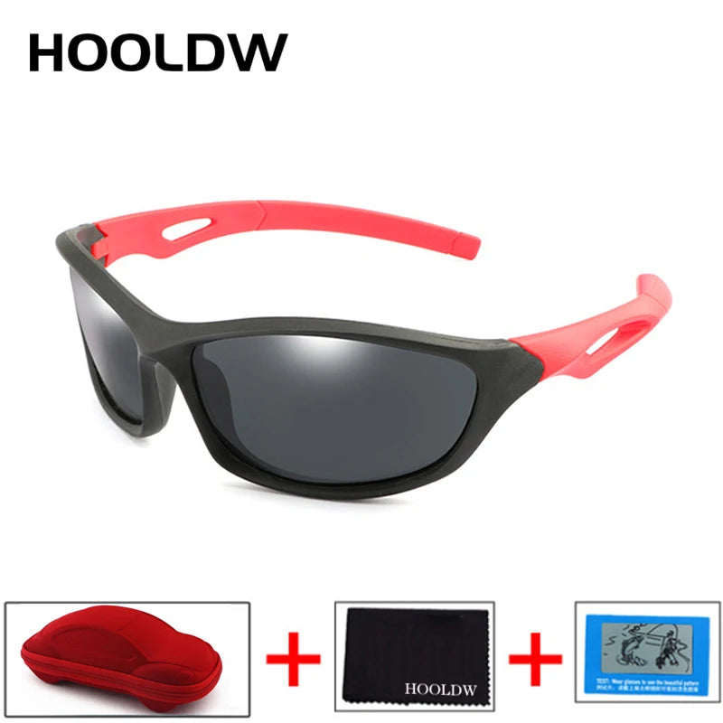 HOOLDW New Children Sunglasses Polarized Sun Glasses Silicone Flexible Baby Kids Glasses Boys Girls Sport Goggles UV400 Eyewear