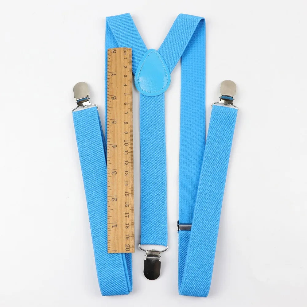 Solid Color Man's Belt Men Women Suspenders Polyester Y-Back Braces Adjustable Elastic