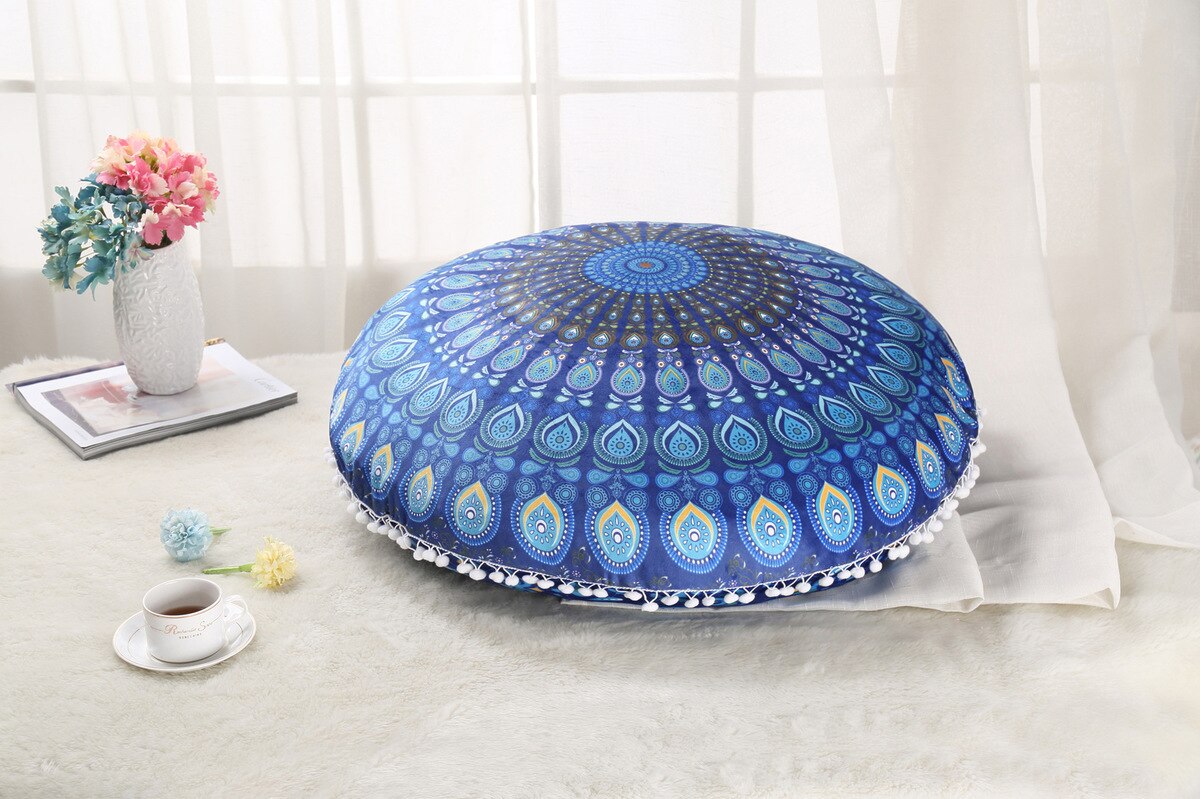 Colorful Mandala Floor Pillows Ottoman Round Bohemian Meditation Cushion Pillow Pouf48
