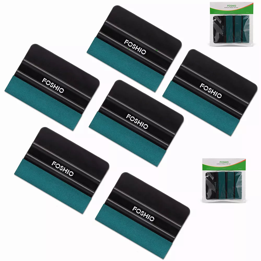 FOSHIO 3/6pcs No Scratch Suede Cloth Scraper Vinyl Car Wrap Felt Squeegee Carbon Film Sticker Installing Window Tinting Tools