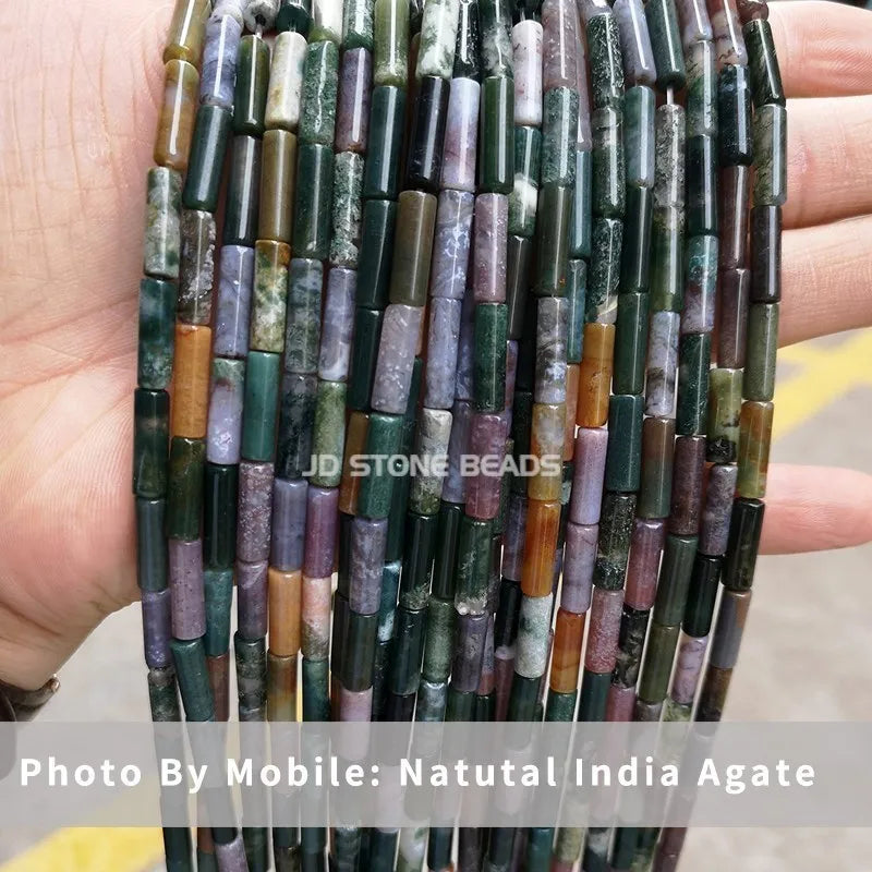 4*13mm Natural Stone Agate Jasper Turquoise Tube Shaped Beads Loose Cylindrical Bead for Jewelry Making DIY Bracelet Accessory
