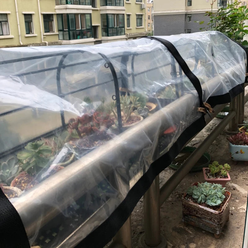 Tewango Custom Made Waterproof Tarp Transparent Film Windows Rain Protect Balcony Flower Plants Shelter Visible Shade Sail