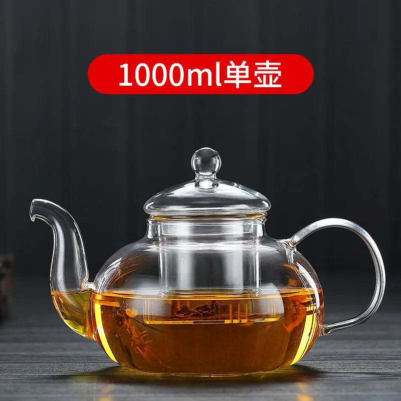 Glass Teapot Heat-Resistant Borosilicate Boiling Thickened Bamboo Handle Hou