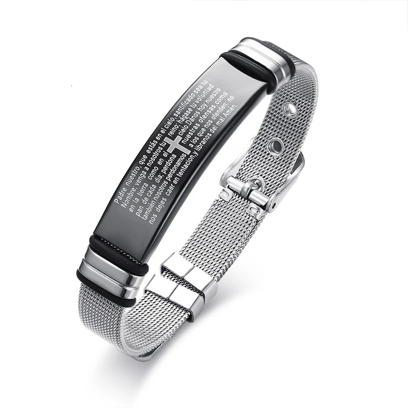 Meaeguet Personalized Bangle Men's Slide Mesh Bracelet Customized Name Wristband Stainless Steel Male Bileklik Pulseira