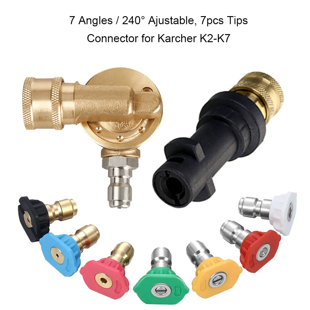 Pressure Washer Gun Adapter for Karcher K Series to 1/4'' Inch Quick Connect Fitting With Power Washer Spray Nozzle Tips