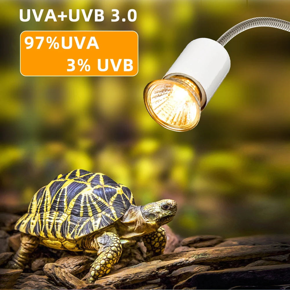 25/50/75w UVA+UVB 3.0 Reptile Lamp Turtle Heating Lamp Mini Pet Heat Bulb Amphibians Lizards Temperature Controller UV Light