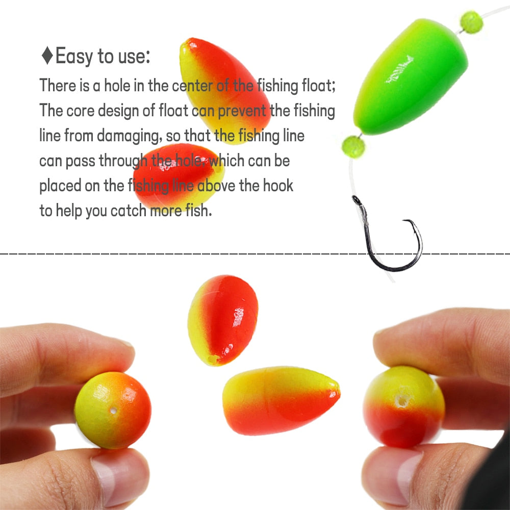 JIGEECARP 10pcs Catfish Fishing Rig Float Buoyancy Inline Bobber Float Saltwater Fishing Floats Accessories Snappers Rigs