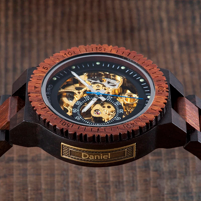 Personalized Watch Men BOBO BIRD Wood Automatic Watches Relogio Masculino Custom Anniversary for Him Engraving