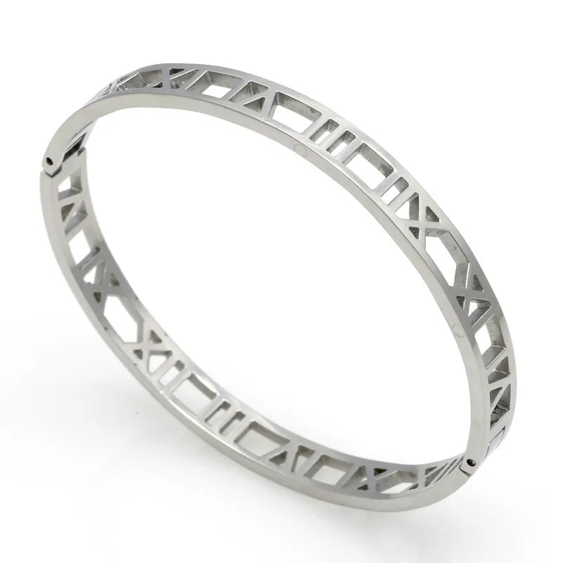 Delicate Hollow Roman Numeral Bracelets & Bangles Titanium Steel Bangle Fine Jewelry for Women Vacuum Plating Bangle