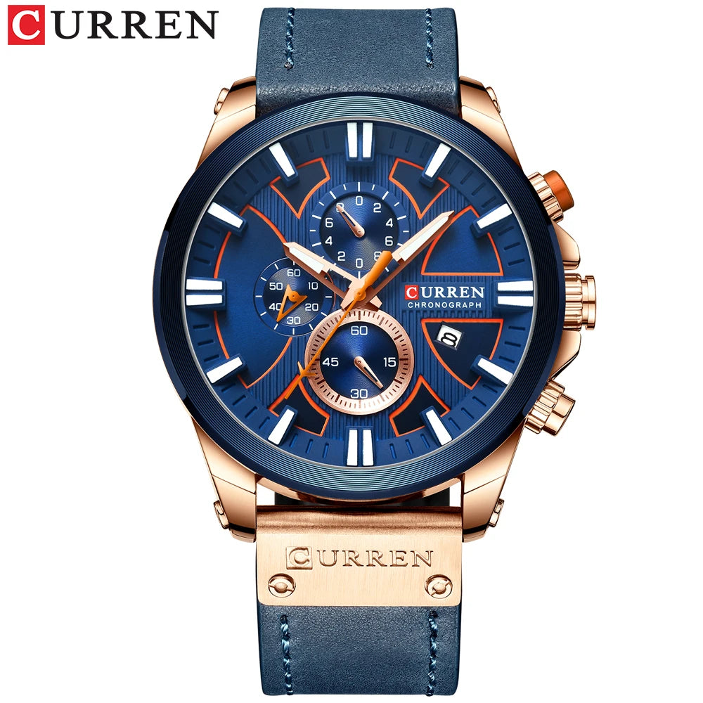 CURREN Watch Chronograph Sport Mens Watches Quartz Clock Leather Male Wristwatch Relogio Masculino for Men