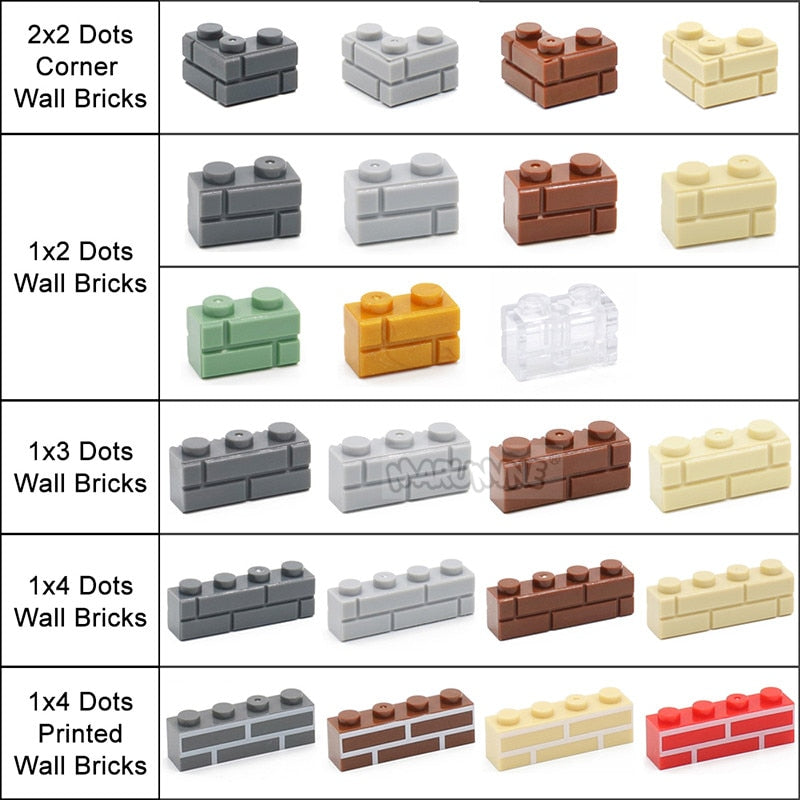 MARUMINE 150PCS 1x3 Wall Bricks Cube Idea Part House Build Block Parts 3622 Compatible Accessories DIY Assembly MOC Street View