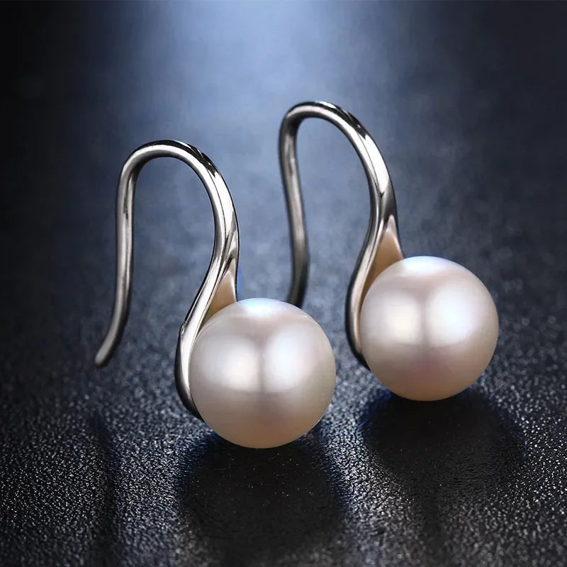 HENGSHENG Trendy Jewelry Earrings 8-9mm Black 100% Nature Freshwater Pearl Earring for Women 925 Silver Earrings
