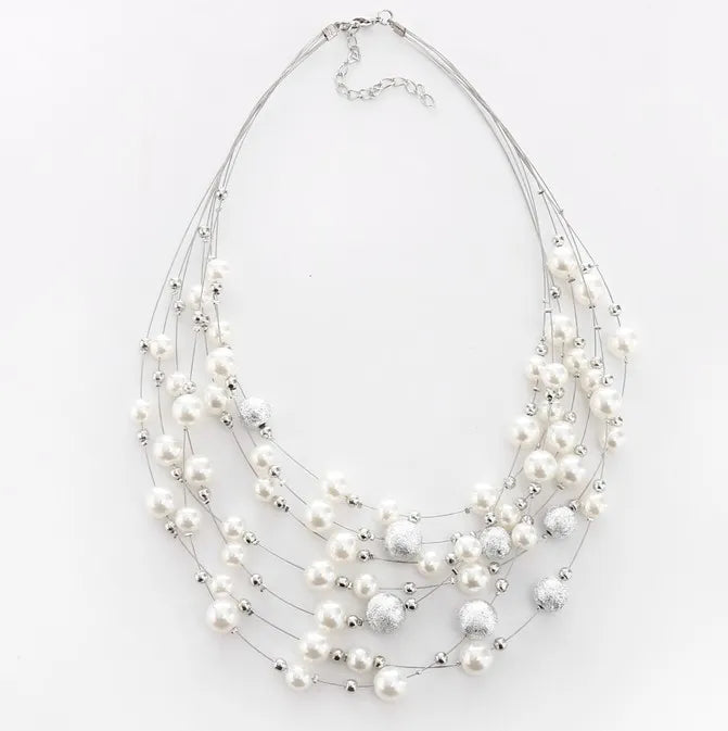 KMVEXO 2020 New Fashion Jewelry Gold Color Multi Layer Chains Imitation Pearl Necklaces for Women Party Wedding Bride Necklace