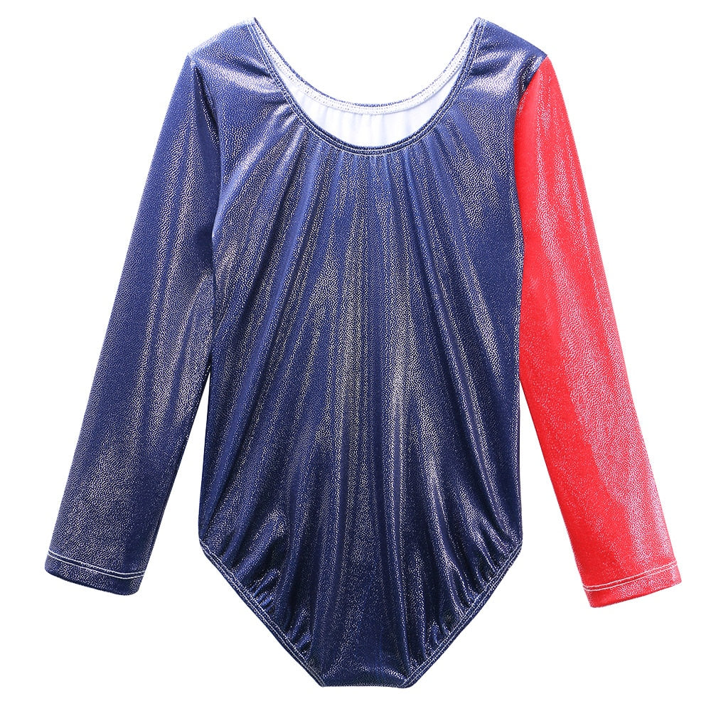 BAOHULU Long Sleeve Girls Gymnastics Leotard Sparkle Children Ballet Leotard