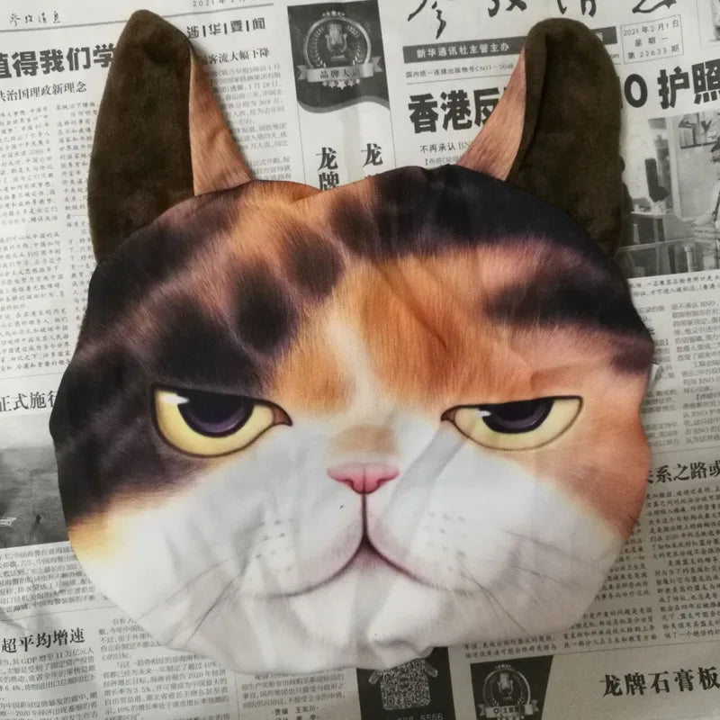 Creative 3D Printed Cat Dog Pets Face Car Headrest Car Neck Support Supplies Neck Safety Cushion Case Without Filling