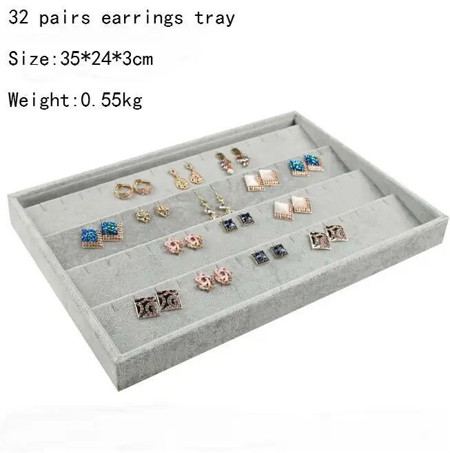 High Level Gray Velvet Ring Bracelet Necklace Watch Pendant Stud Earring Hand Catenary Jewelry Tray Plate Holder Display Packing