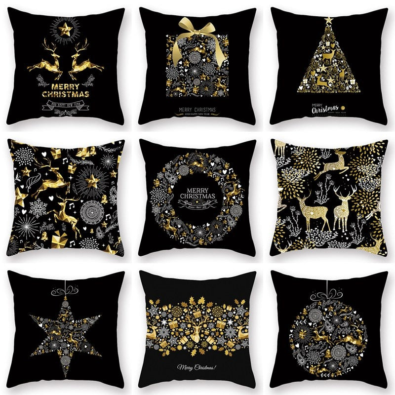 QIFU Cotton Linen Merry Christmas Cushion Covers 45x45cm Decorative Christmas Pi