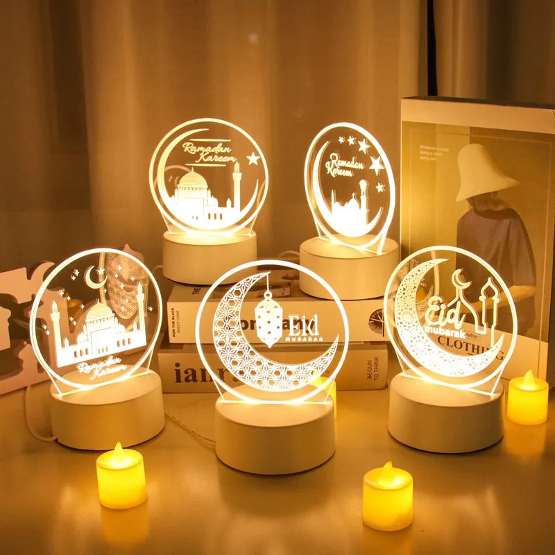 Eid Mubarak Moon Star Light Decor Islam Ramadan Decorations for Home 2024 Islamic Muslim Party Ramadan Kareem Eid Al-Adha