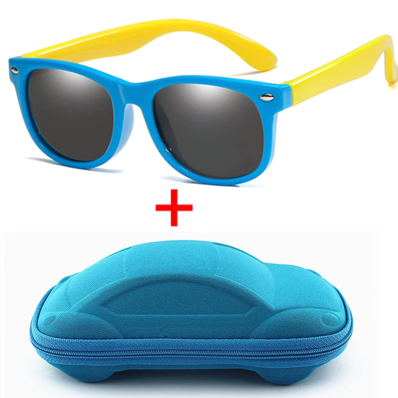 WarBlade Children Polarized Sunglasses Boys Girl Baby Silicone Safety Kids Sun Glasses 100% UV400 Eyewear Child Oculos With Case