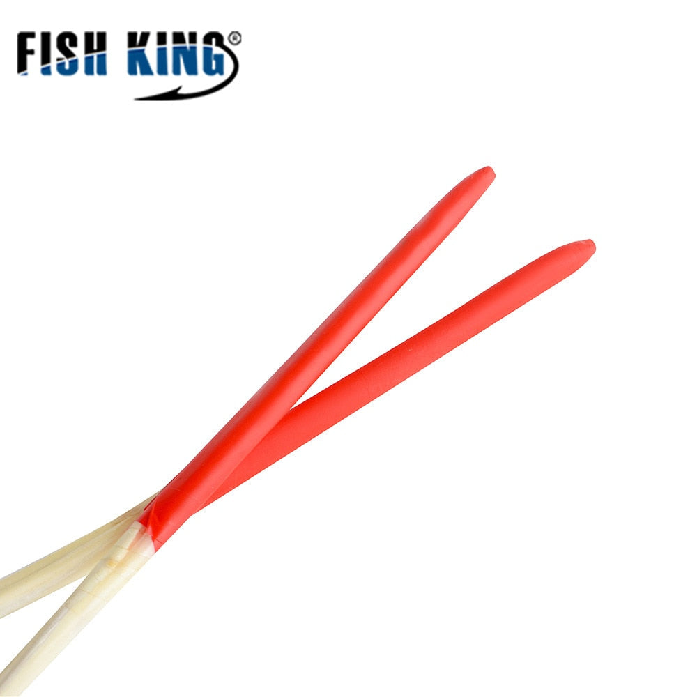 FISH KING 10pcs/Lot 2 Colours Peacock Feather Float Hard Tail Type Fishing Float Bobber With Rings for Fishing