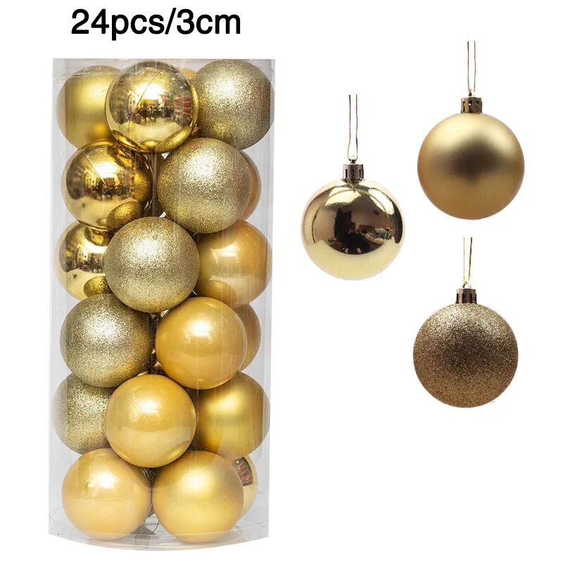 24/36pcs Christmas Balls Christmas Tree Ornament Hanging Pendent Xmas Decoration 2023 Christmas Ornaments Navidad 2024