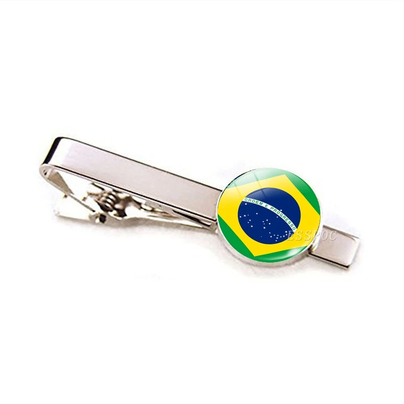 30 Countries National Flag Tie Clips Men Metal Necktie USA Flag Clip Pins Button Wedding Suit Accessories