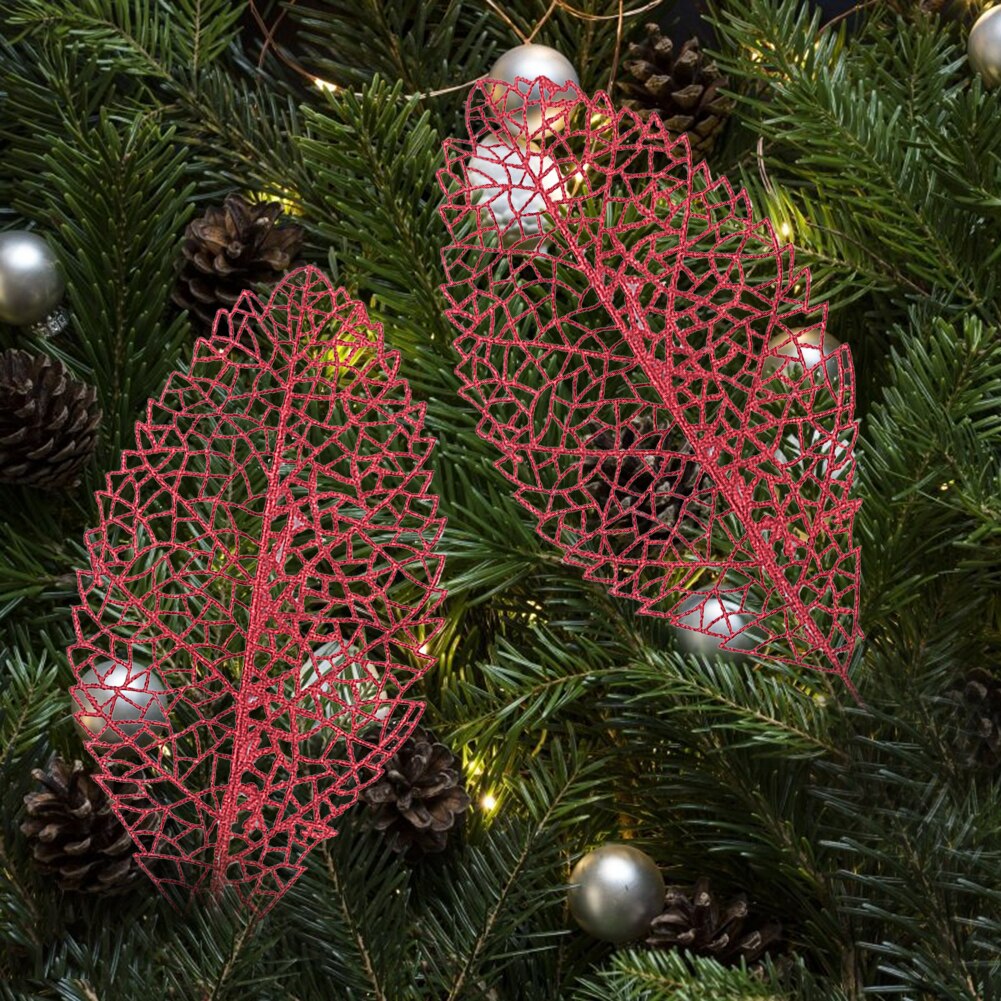 DIY Xmas Tree Garland Hanging Decor Christmas Tree Decor Christmas Hollow Christmas Glitter Tree Branches Simulated Leaves