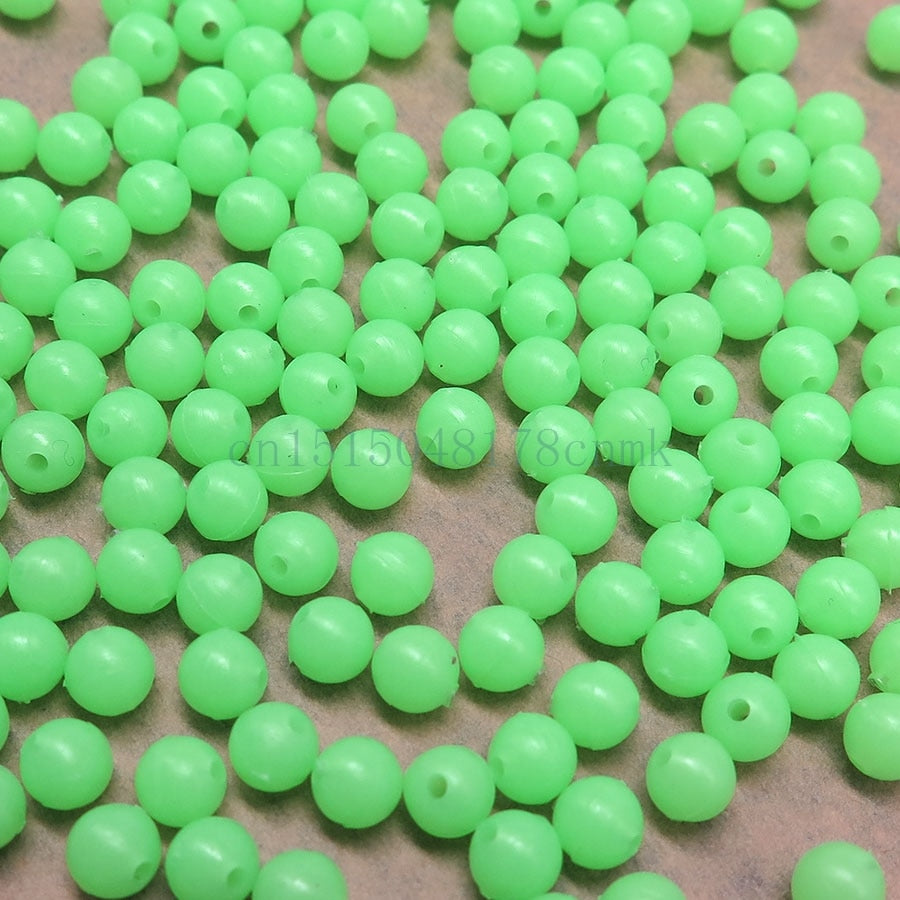 200 PCS Hard Glowing Plastic Beads Floats Round Stopper Luminous Fishing Accessories