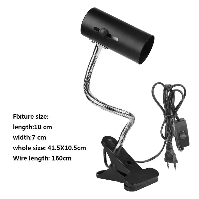 Turtle Fish Tank Reptile Heating Light Holder 360 Degree Rotation E27 Lamp-Socket Clip-On Bulb With Lamp Clip Cover уф лампа для