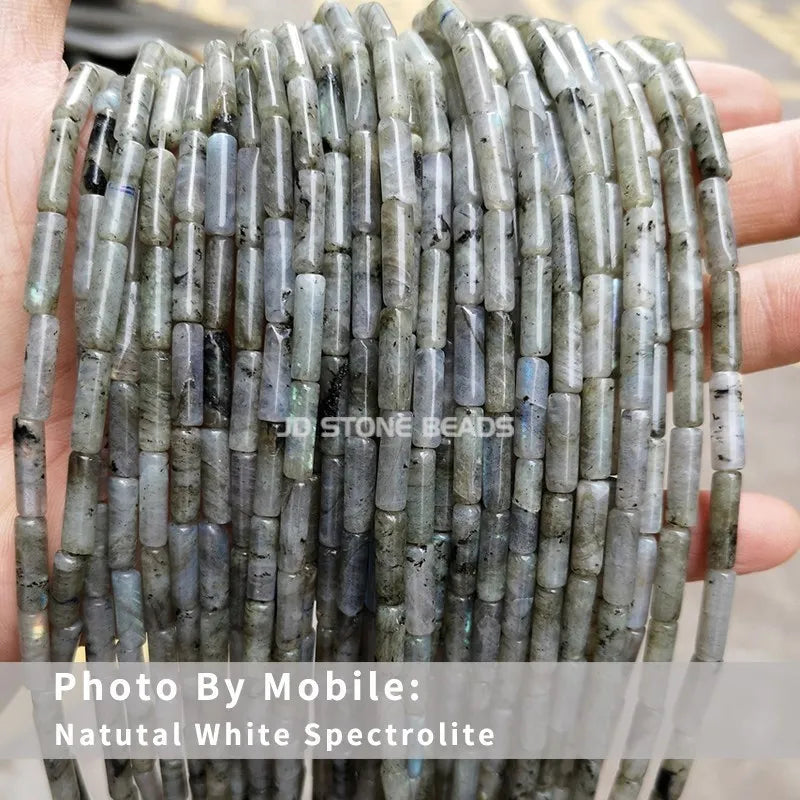 4*13mm Natural Stone Agate Jasper Turquoise Tube Shaped Beads Loose Cylindrical Bead for Jewelry Making DIY Bracelet Accessory