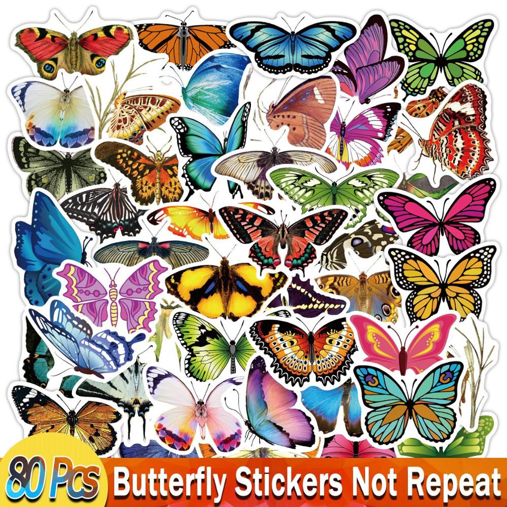 YAMIOW Anime Stickers Cartoon Animals Neon Light Butterfly Dogs Style Skateboard Sticker for Laptop Car Luggage Bicycle Guitar