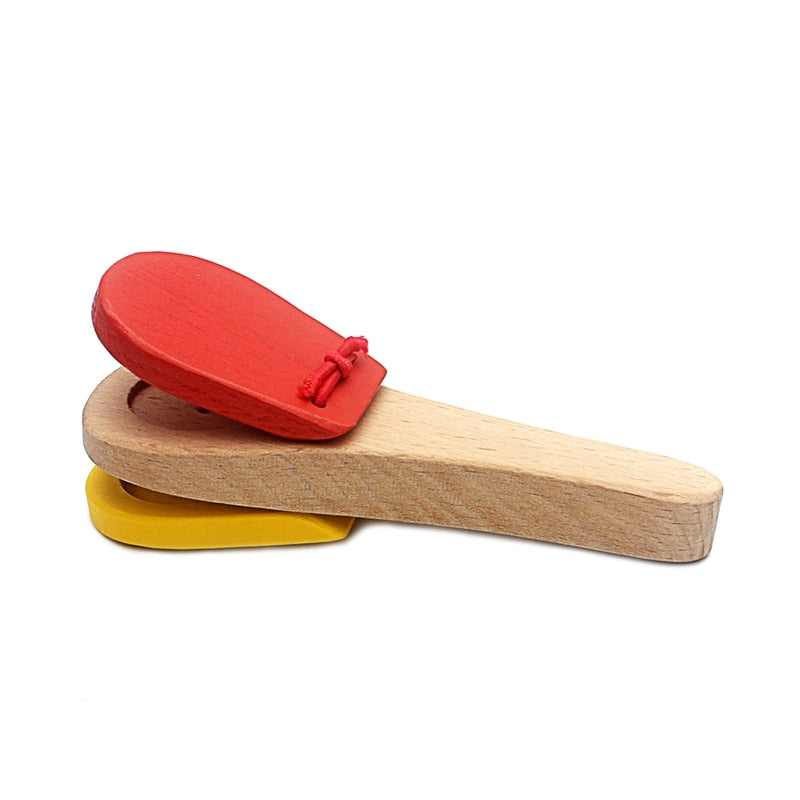 1Pc Baby Wooden Toy Musical Instrument Castanet Clapper Handle Musical Instrument Toy for Toddlers Preschool Early Educational